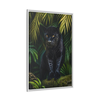 Side Mockup 9. Black Panther Animals Portrait shown as framed canvas print