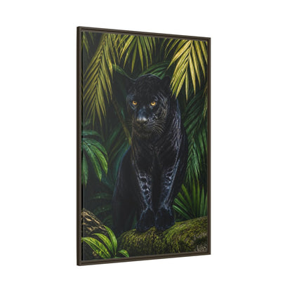 Side Mockup 8. Black Panther Animals Portrait shown as framed canvas print