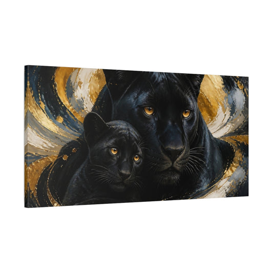 Main Mockup. Black Panther Mother & Cub shown as canvas print