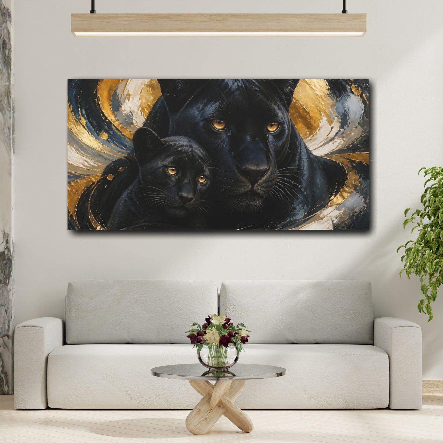 Mockup 2. Black Panther Mother & Cub shown as canvas print