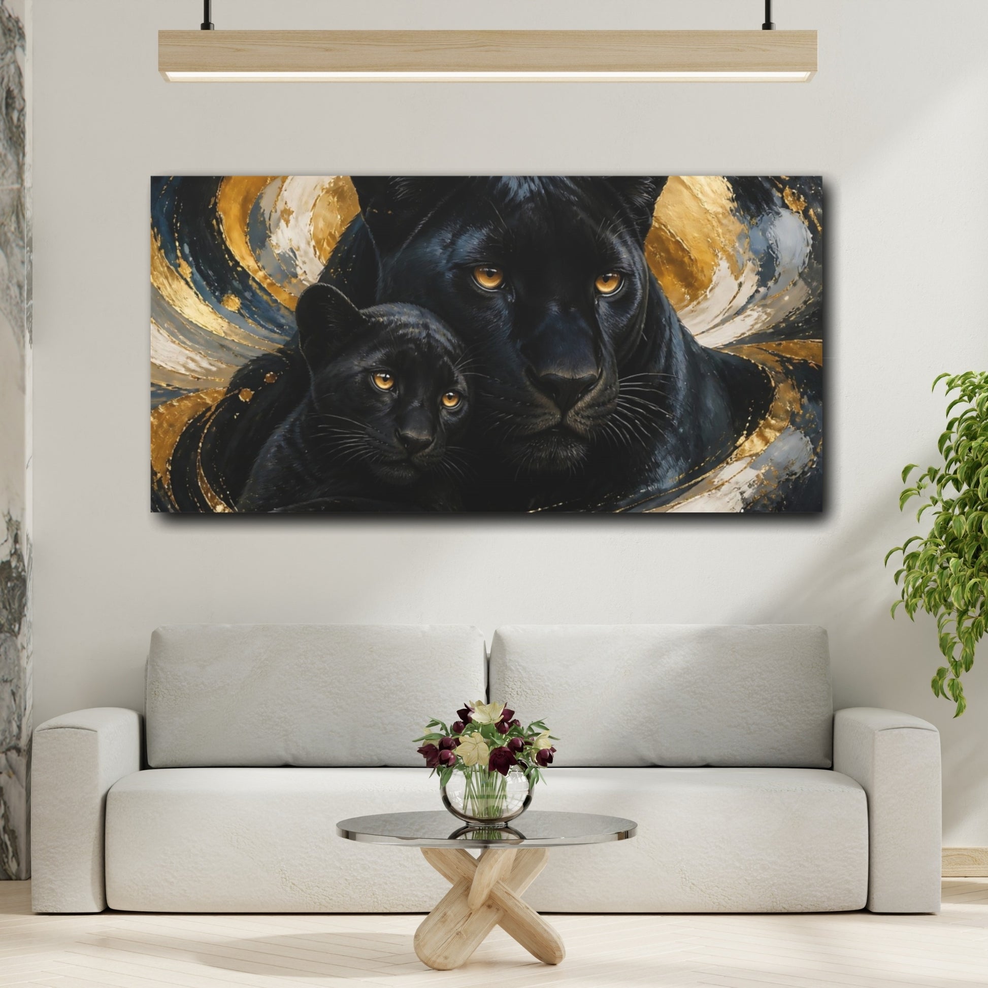 Mockup 2. Black Panther Mother & Cub shown as canvas print