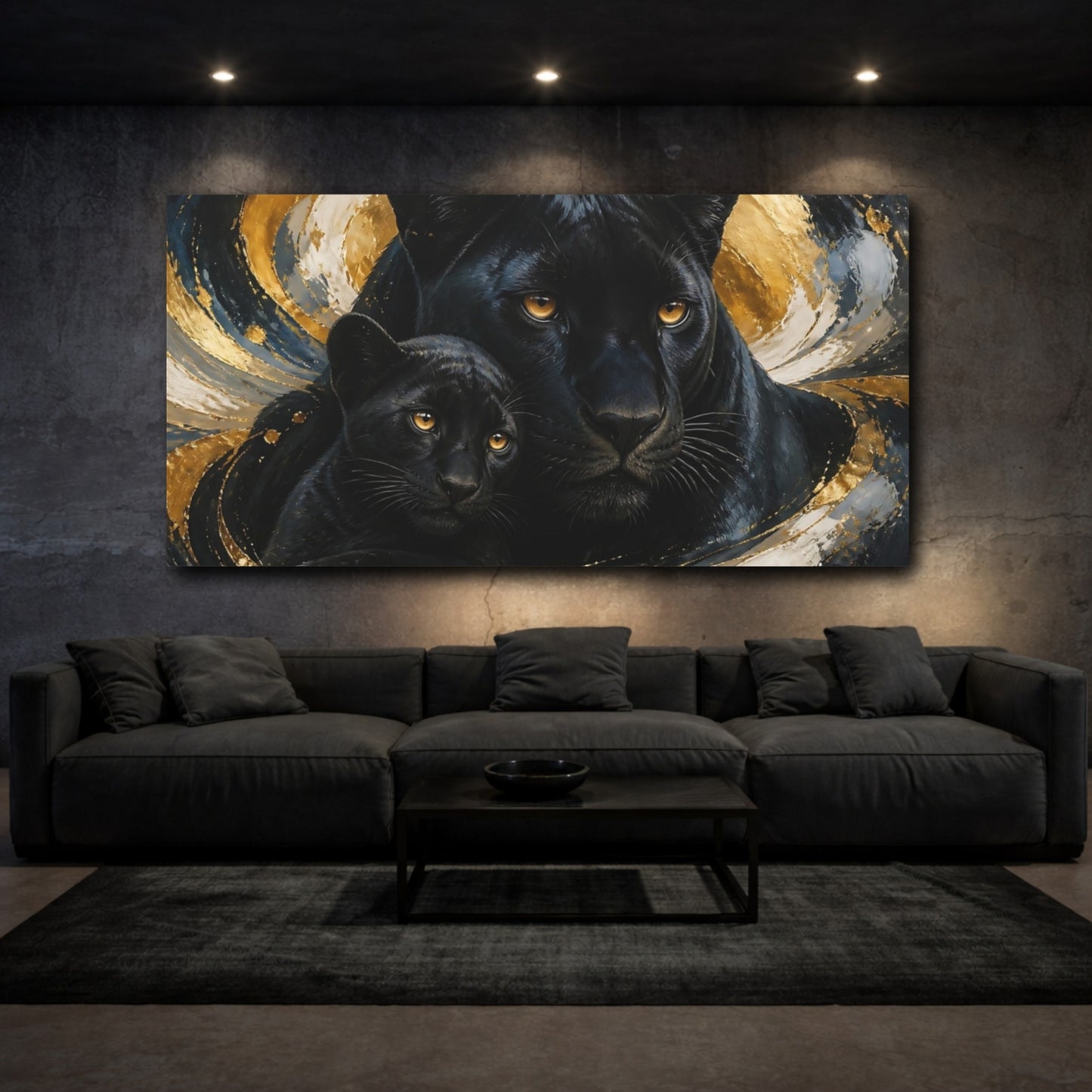 Mockup 3. Black Panther Mother & Cub shown as canvas print