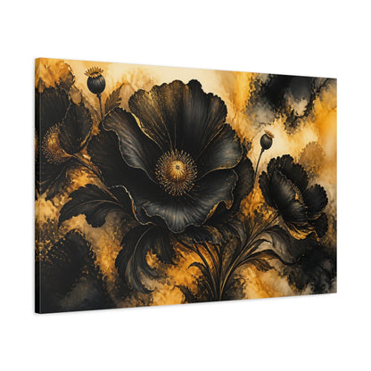 Main Mockup. Black Poppy Flower shown as canvas print