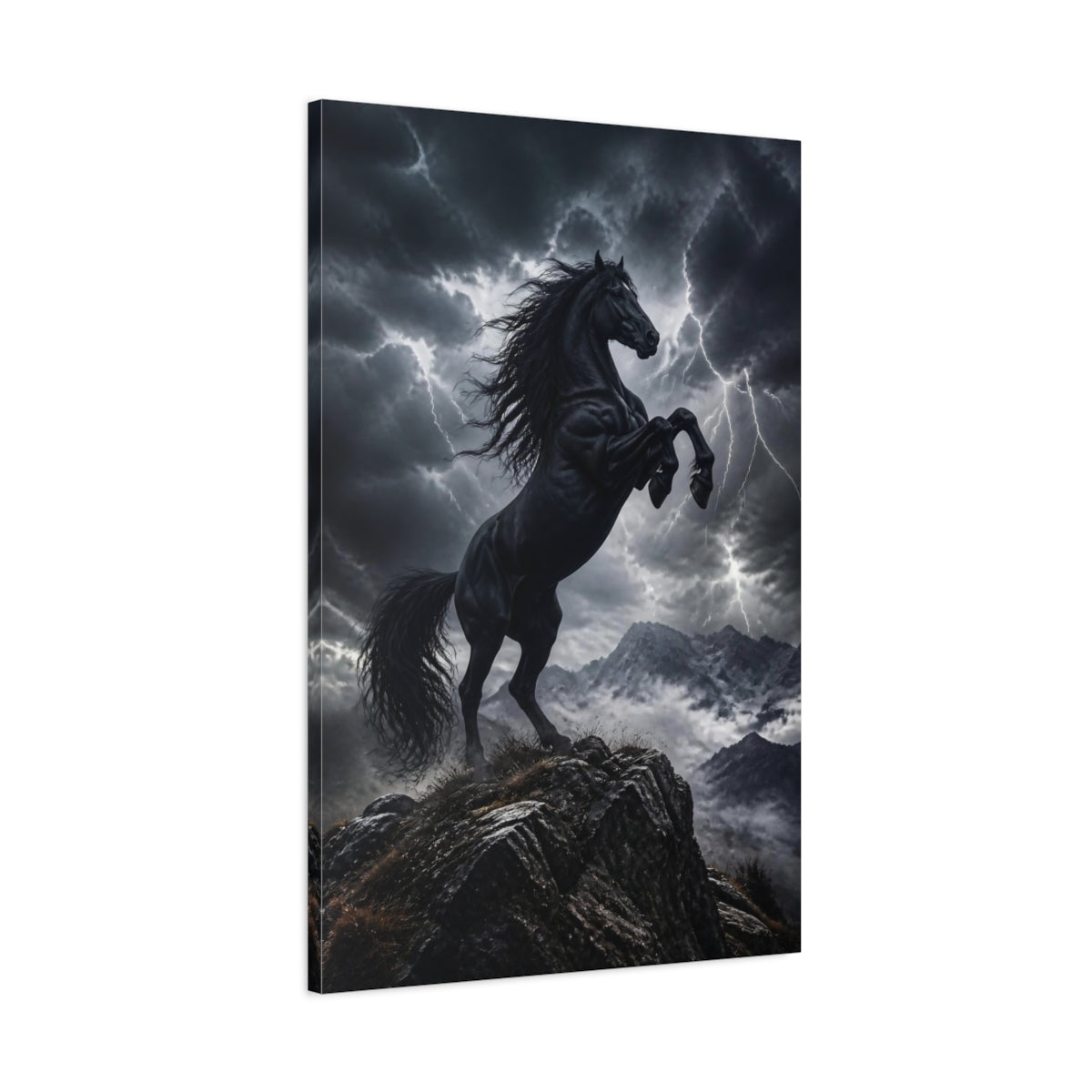 Main Mockup. Black Stallion Animals shown as canvas print