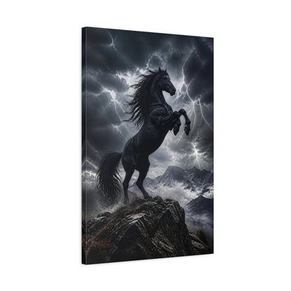 Side Mockup 2. Black Stallion Animals shown as canvas print