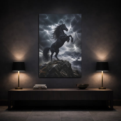 Mockup 3. Black Stallion Animals shown as canvas print