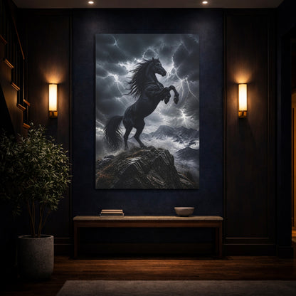 Mockup 4. Black Stallion Animals shown as canvas print