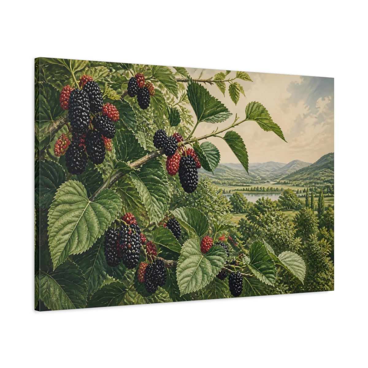 Main Mockup. Blackberries Over Valley shown as canvas print