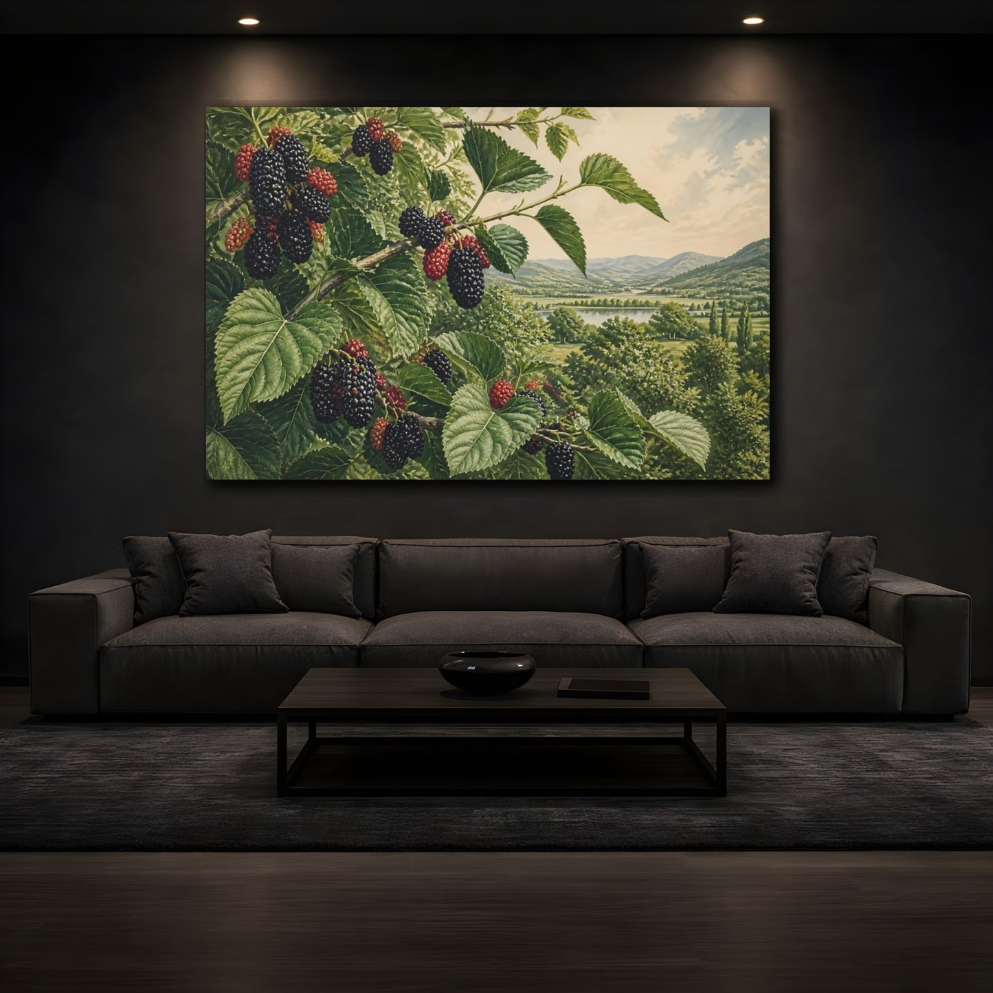 Mockup 3. Blackberries Over Valley shown as canvas print