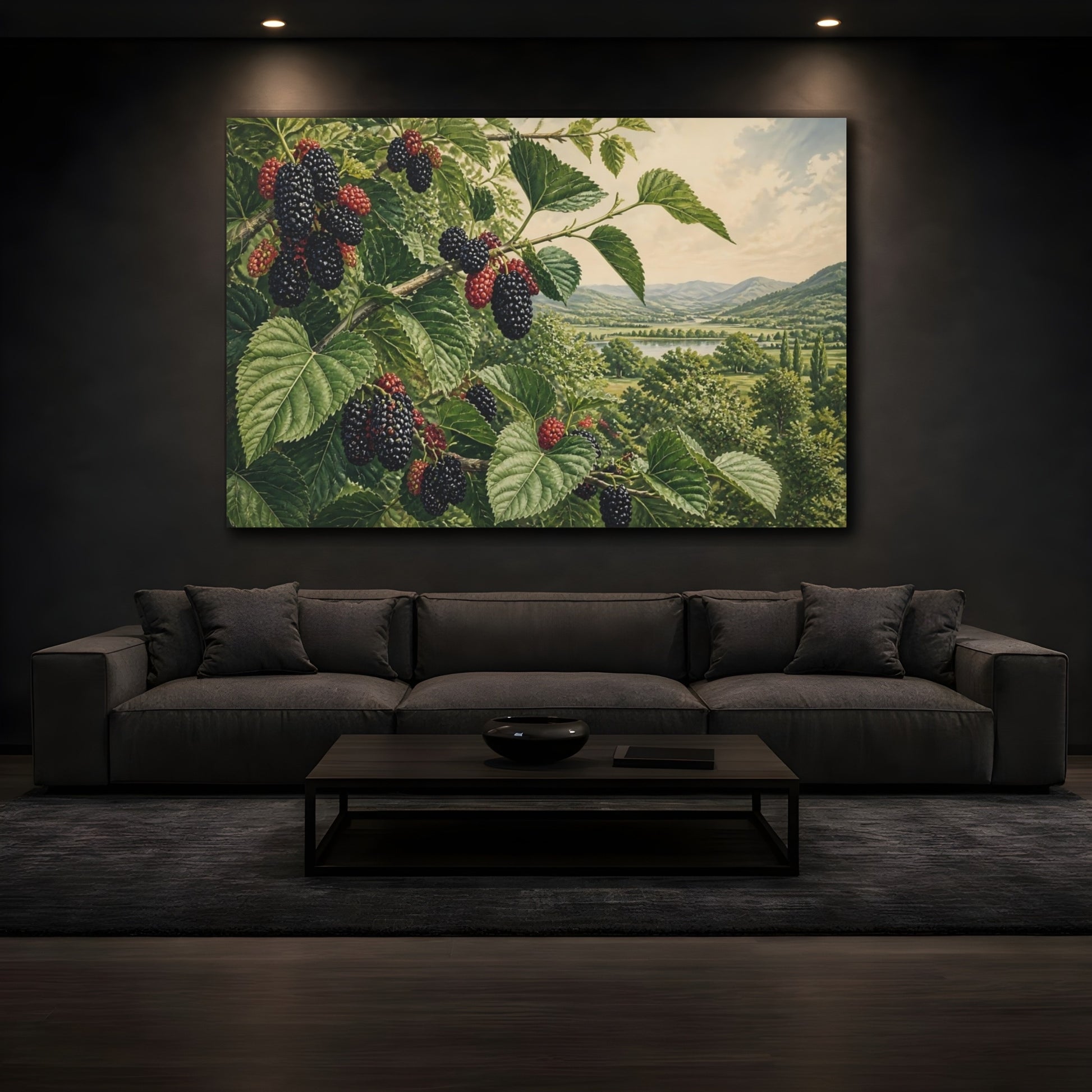 Mockup 3. Blackberries Over Valley shown as canvas print