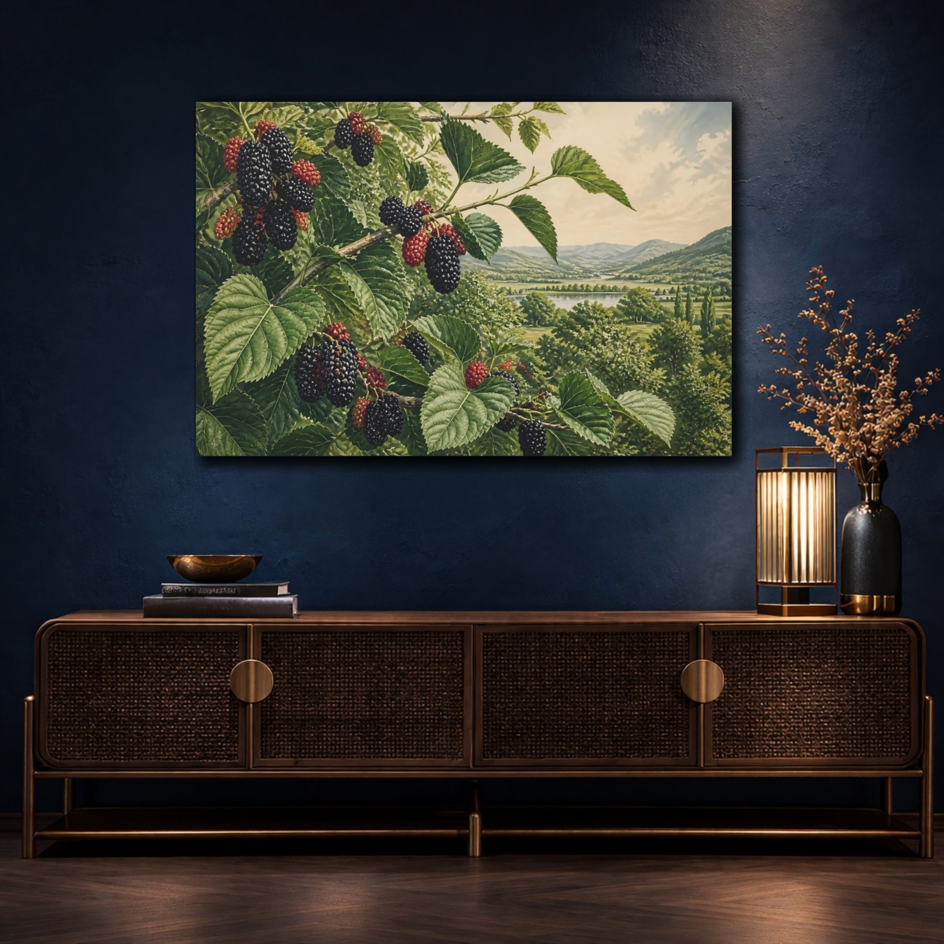 Mockup 4. Blackberries Over Valley shown as canvas print