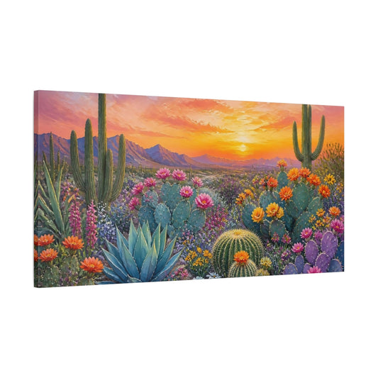 Main Mockup. Blooming Cactus Garden shown as canvas print