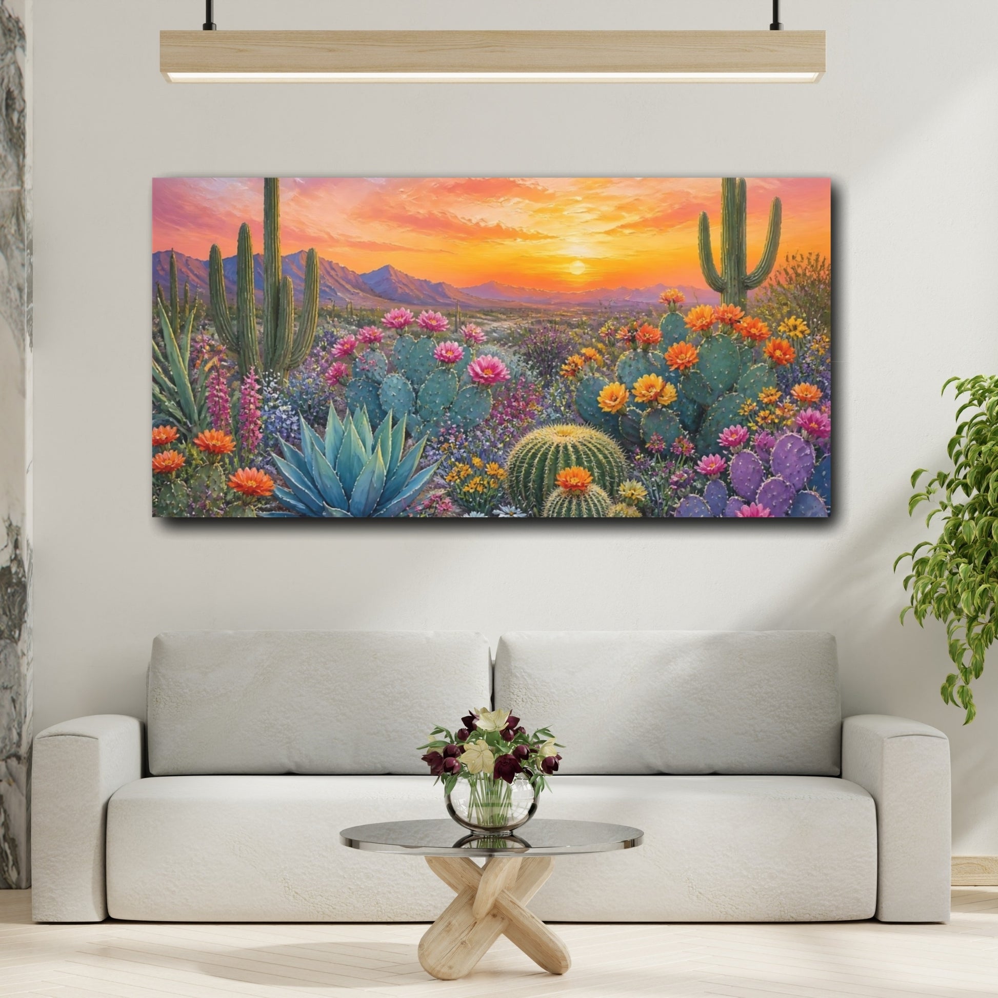 Mockup 2. Blooming Cactus Garden shown as canvas print