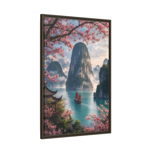 Main Mockup. Blossom Bay Voyage shown as framed canvas print