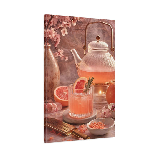 Main Mockup. Blossom Grapefruit Tea shown as canvas print