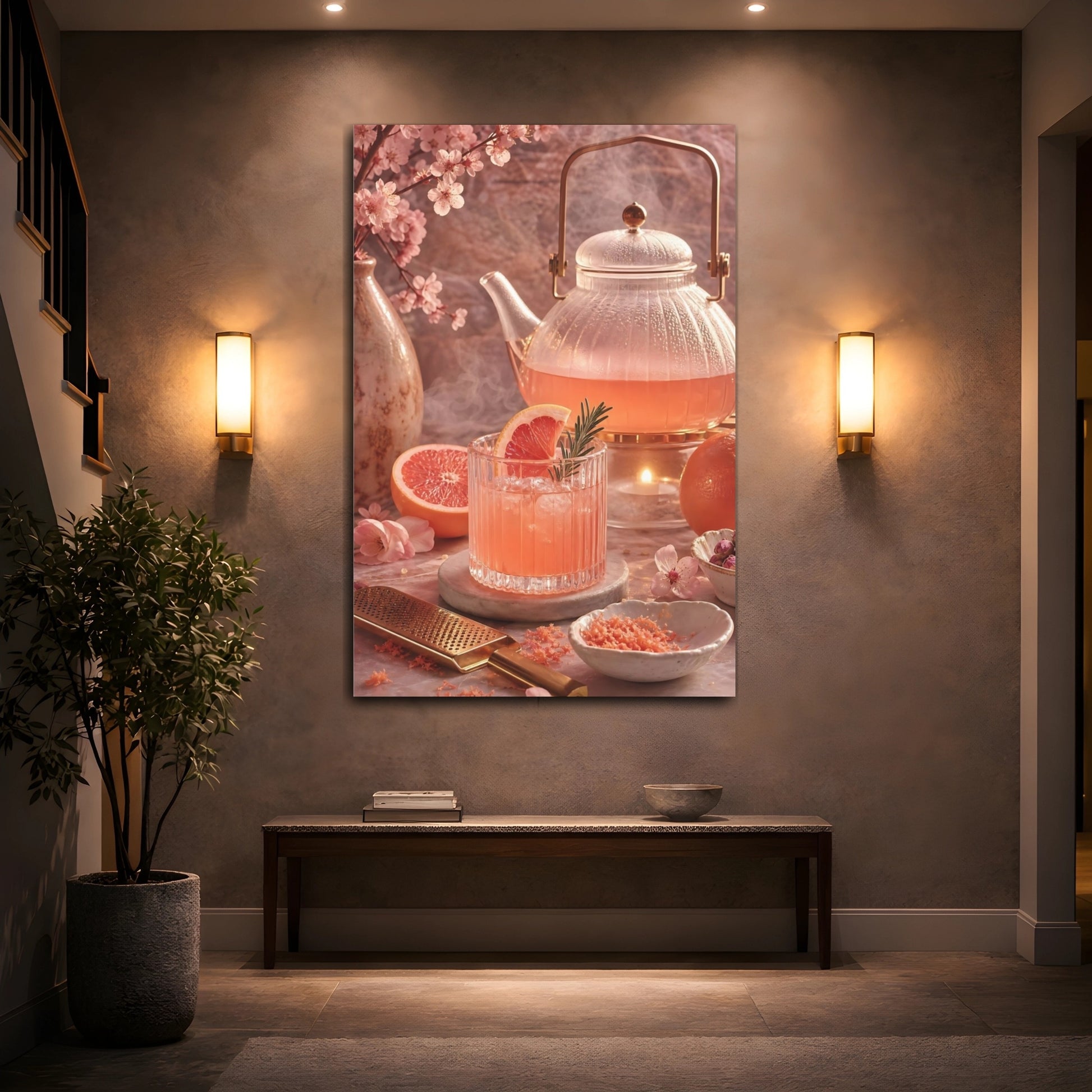 Mockup 2. Blossom Grapefruit Tea shown as canvas print