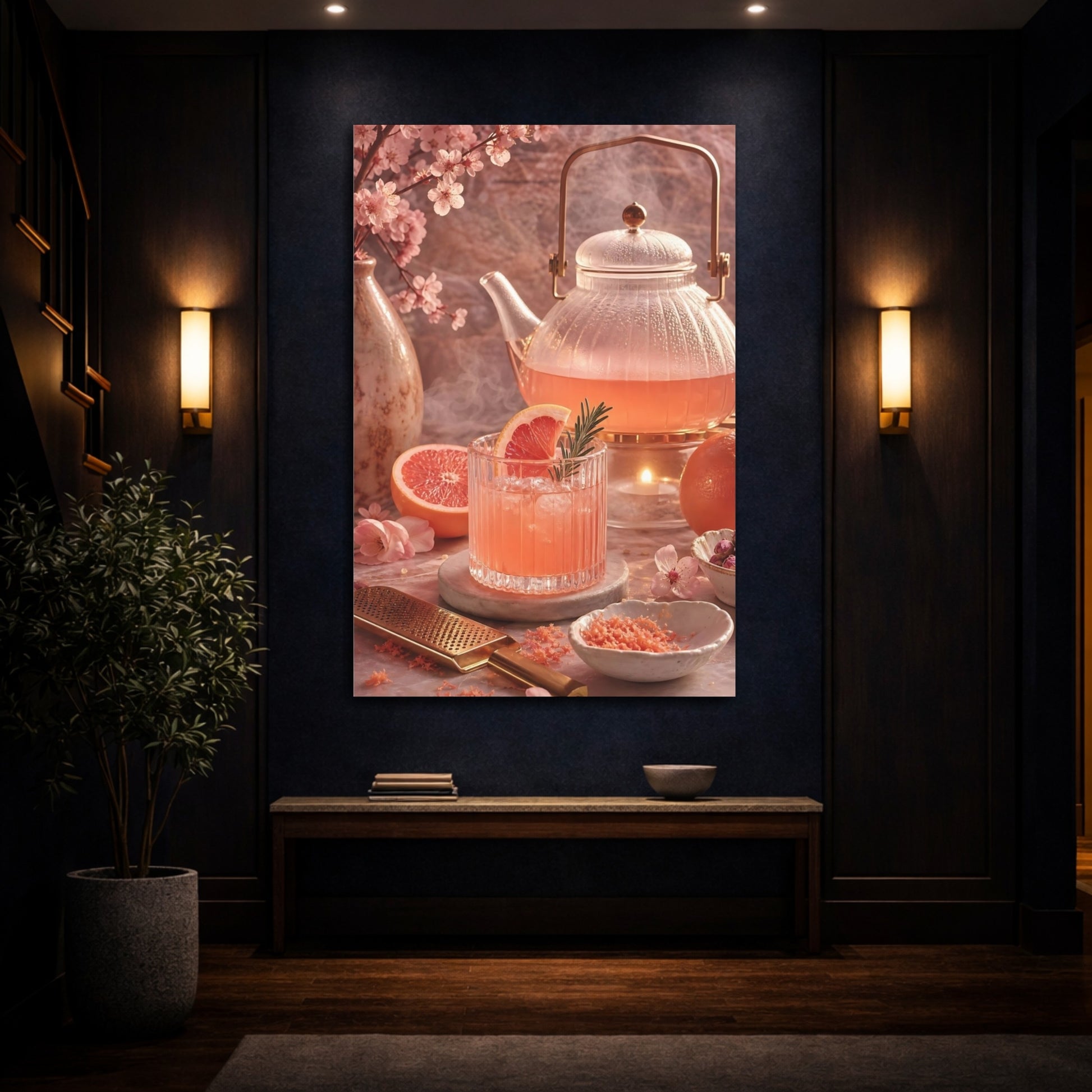 Mockup 4. Blossom Grapefruit Tea shown as canvas print