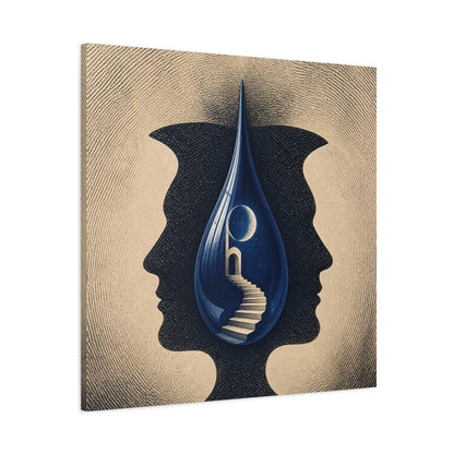 Main Mockup. Blue Droplet Illusion shown as canvas print