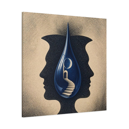 Side Mockup 1. Blue Droplet Illusion shown as canvas print