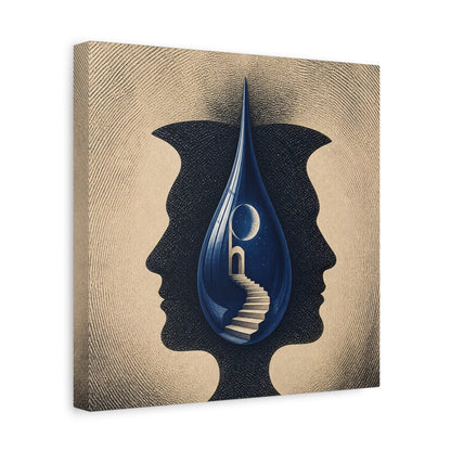 Side Mockup 8. Blue Droplet Illusion shown as canvas print