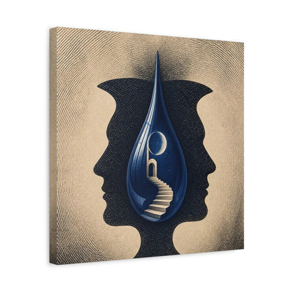 Side Mockup 6. Blue Droplet Illusion shown as canvas print
