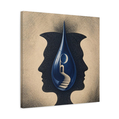 Side Mockup 5. Blue Droplet Illusion shown as canvas print