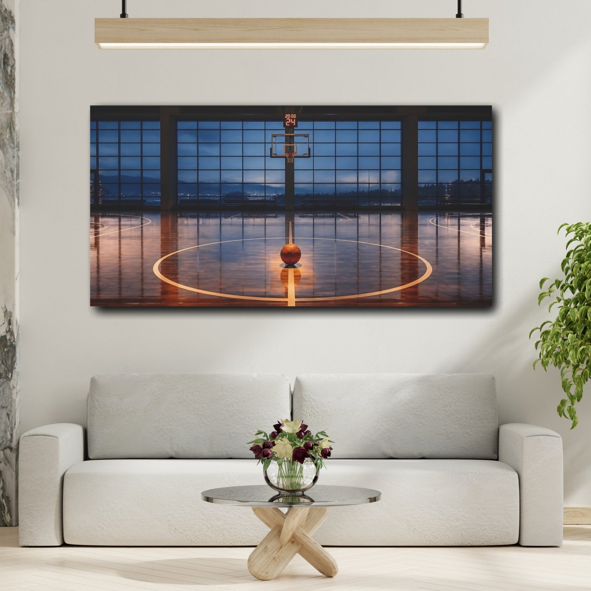Mockup 2. Blue Hour Center Court shown as canvas print