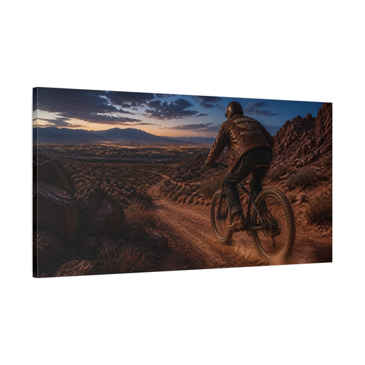 Main Mockup. Blue Hour Desert Ride shown as canvas print