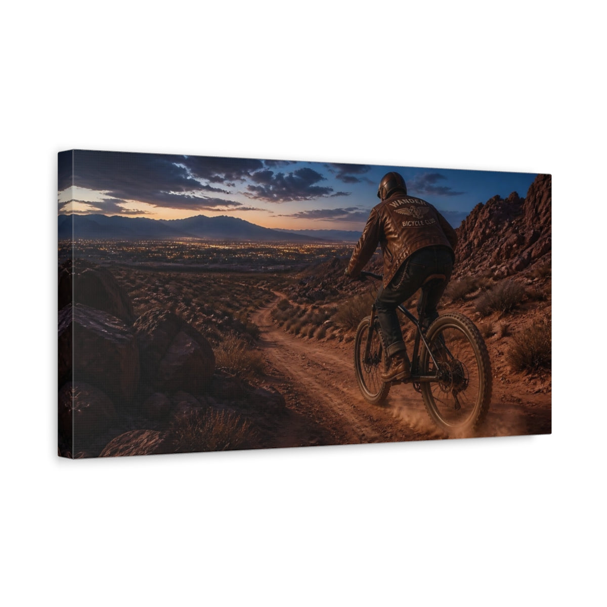 Side Mockup 3. Blue Hour Desert Ride shown as canvas print