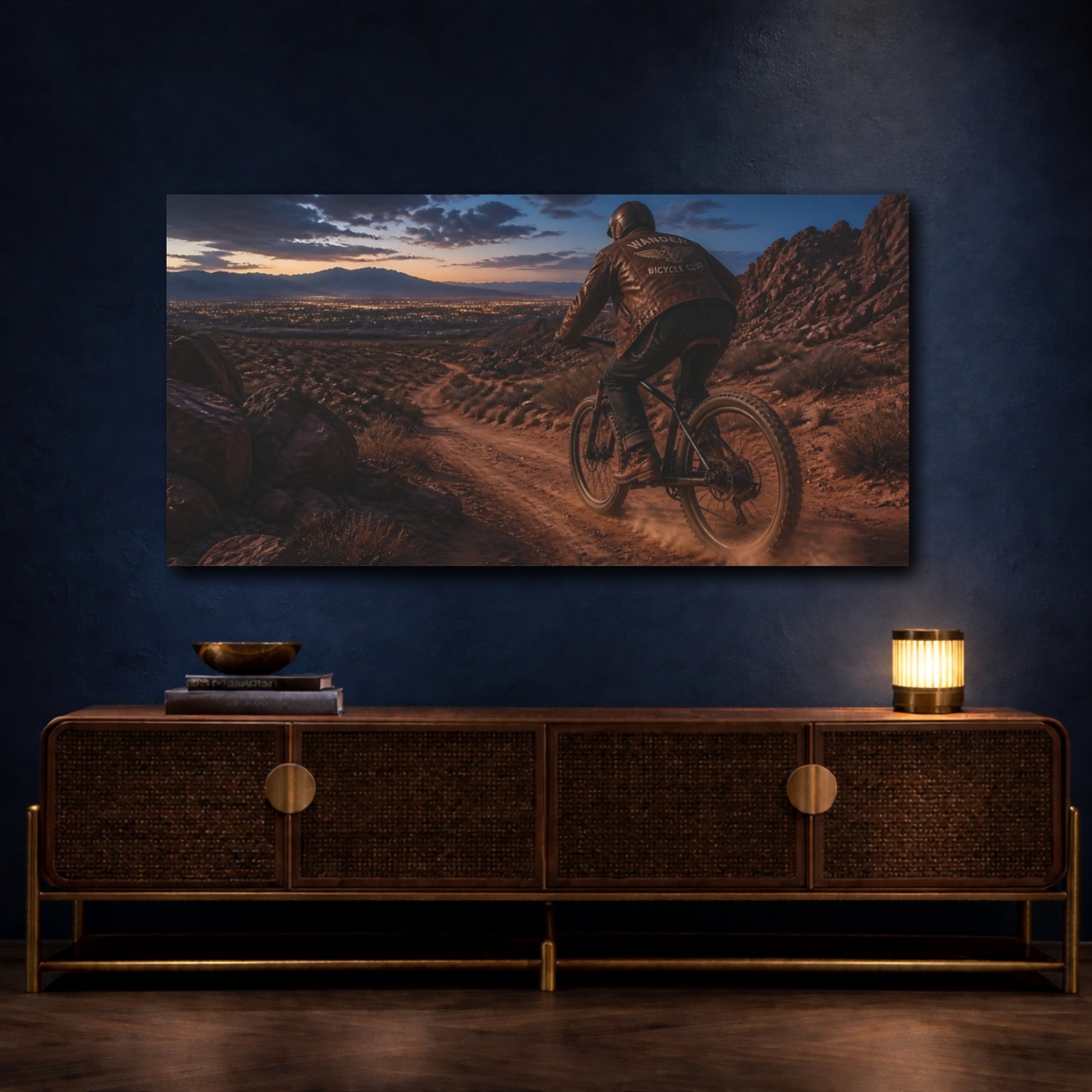 Mockup 4. Blue Hour Desert Ride shown as canvas print