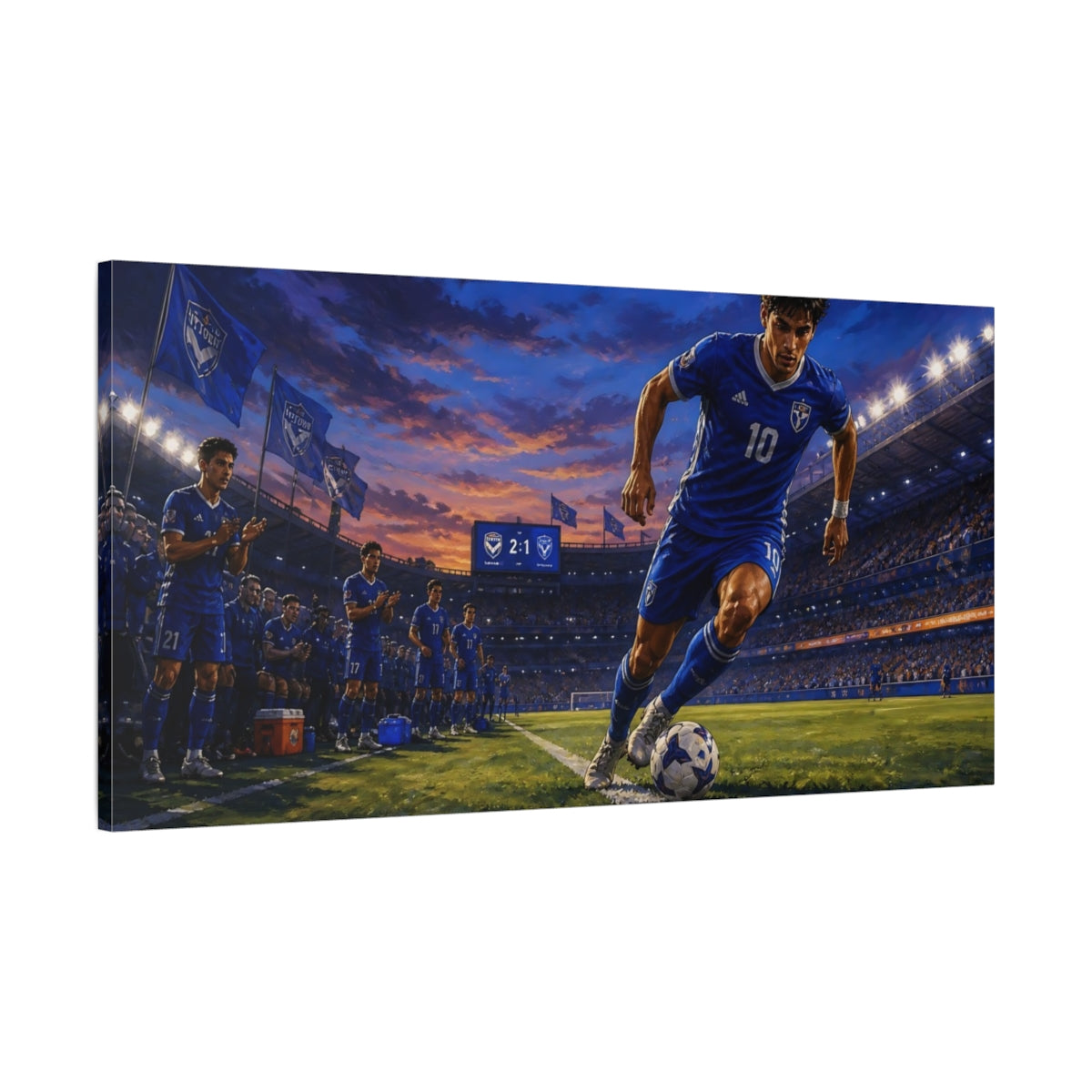 Main Mockup. Blue Hour Striker shown as canvas print