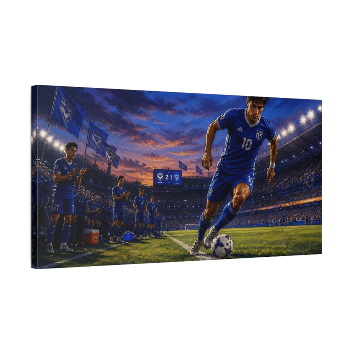 Side Mockup 1. Blue Hour Striker shown as canvas print