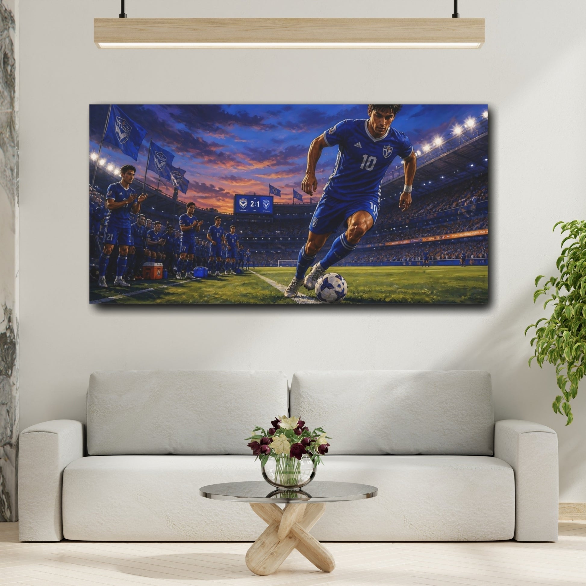 Mockup 2. Blue Hour Striker shown as canvas print