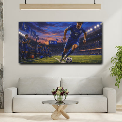 Mockup 2. Blue Hour Striker shown as canvas print