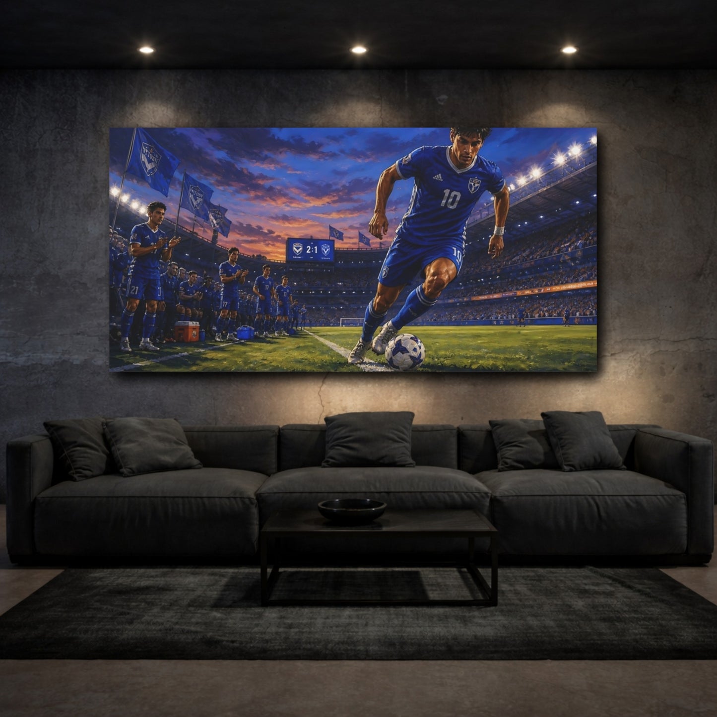 Mockup 3. Blue Hour Striker shown as canvas print
