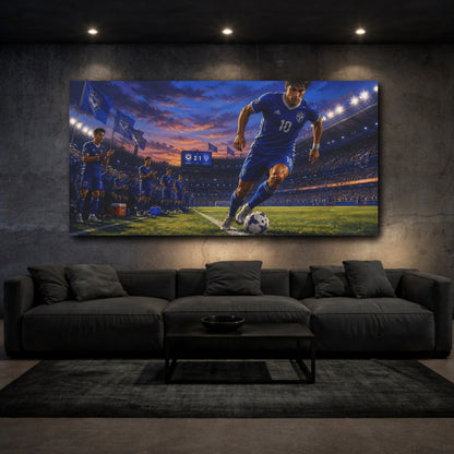 Mockup 3. Blue Hour Striker shown as canvas print