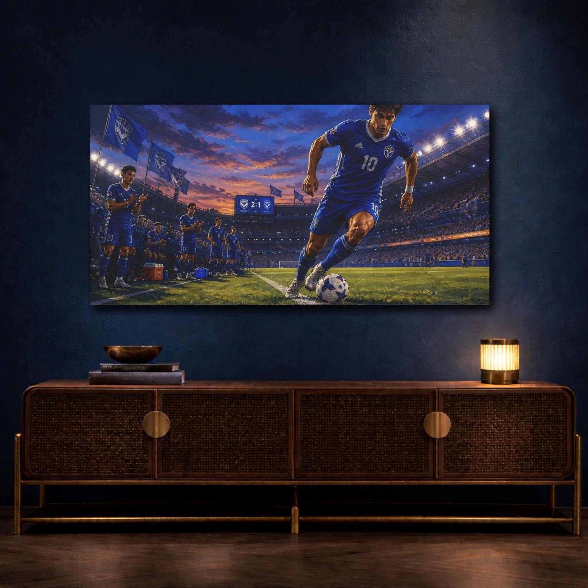 Mockup 4. Blue Hour Striker shown as canvas print