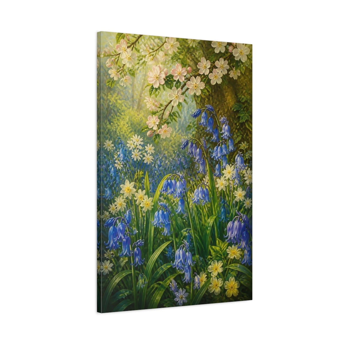 Main Mockup. Bluebells Floral Meadow shown as canvas print