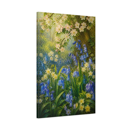 Main Mockup. Bluebells Floral Meadow shown as canvas print