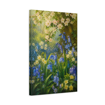Side Mockup 3. Bluebells Floral Meadow shown as canvas print
