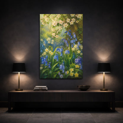 Mockup 3. Bluebells Floral Meadow shown as canvas print