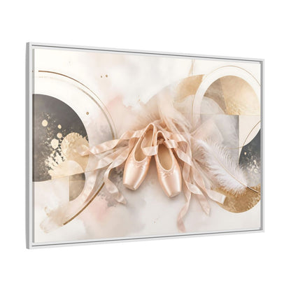 Side Mockup 7. Blush Ballet Pointe Shoes shown as framed canvas print