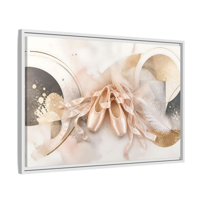 Side Mockup 10. Blush Ballet Pointe Shoes shown as framed canvas print