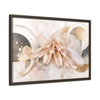 Side Mockup 11. Blush Ballet Pointe Shoes shown as framed canvas print