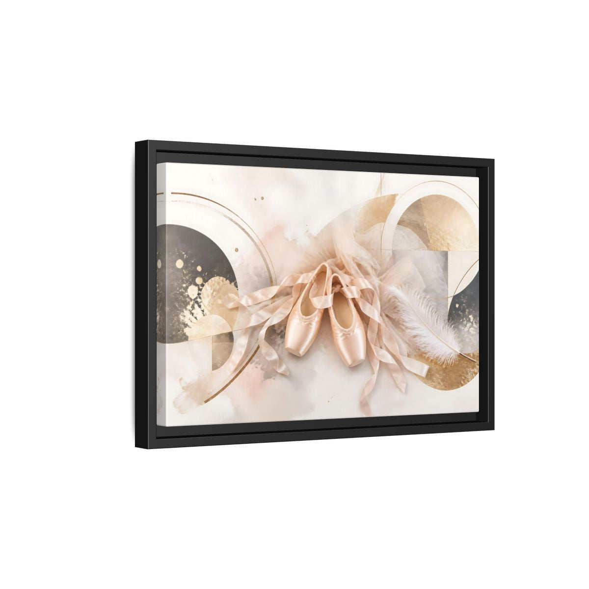 Side Mockup 6. Blush Ballet Pointe Shoes shown as framed canvas print