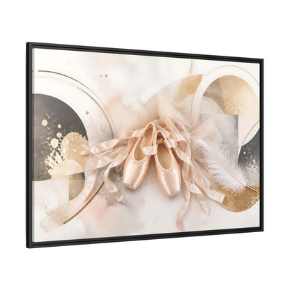 Side Mockup 12. Blush Ballet Pointe Shoes shown as framed canvas print