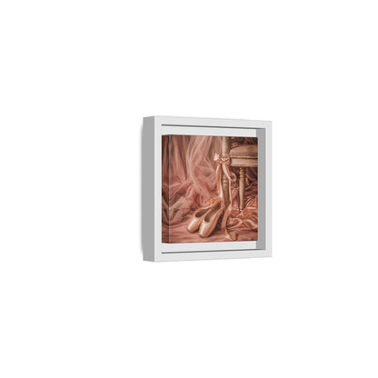 Side Mockup 22. Blush Ballet Pointe Shoes shown as framed canvas print