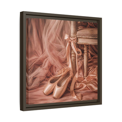 Side Mockup 29. Blush Ballet Pointe Shoes shown as framed canvas print