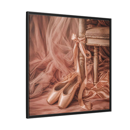Side Mockup 6. Blush Ballet Pointe Shoes shown as framed canvas print