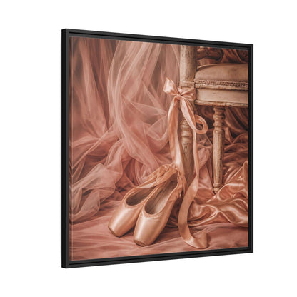 Side Mockup 9. Blush Ballet Pointe Shoes shown as framed canvas print